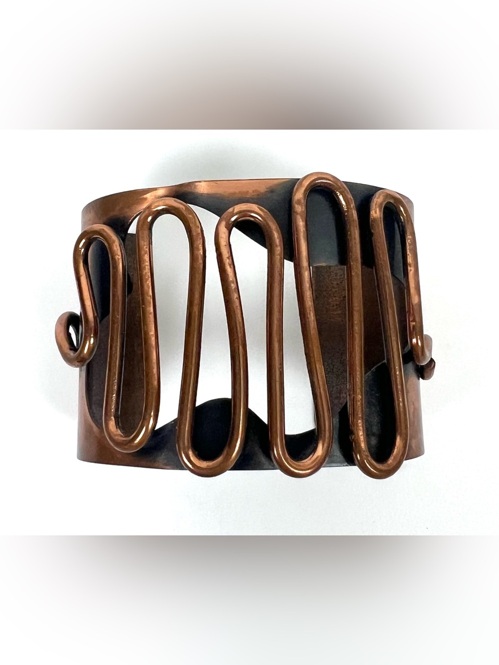 Vintage MCM Modernist Signed Copper Cuff